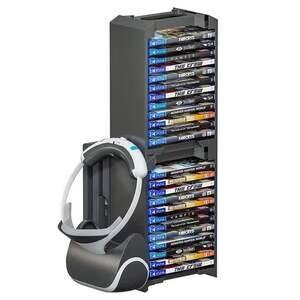 Skywin VR Headset and Video Game Storage Tower - 24 Game Disc Organizer with PSV